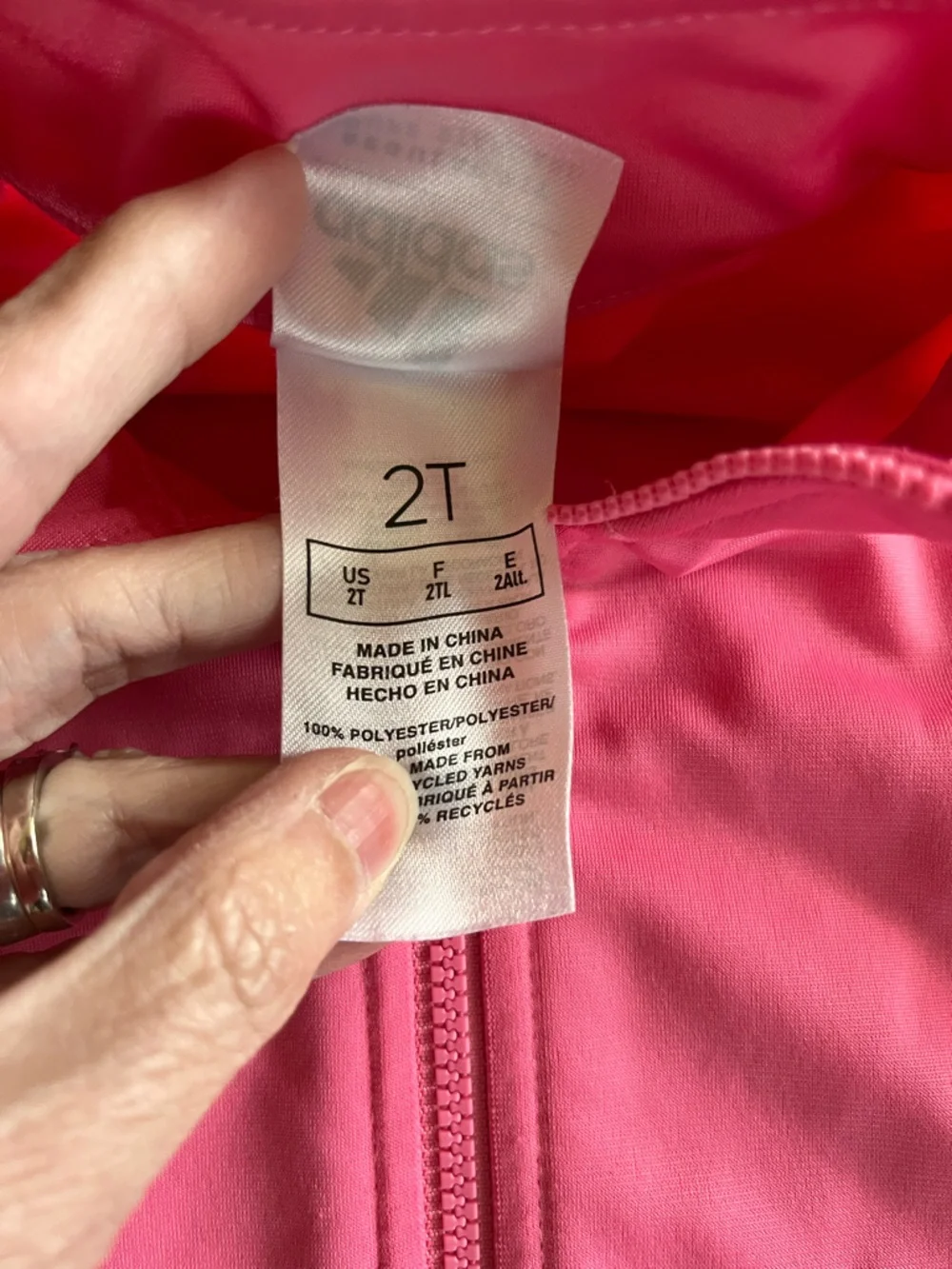 Adidas Tracksuit Pink w/ Black Stripes Size 2T